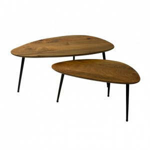 Set of 2 Triangle Wooden Side Tables