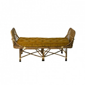 Rattan duvet meridienne – mustard velvet chaise