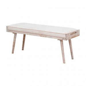 Hendaye White Patina Bench – Acacia & Cotton