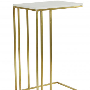 Roshan White Marble+Antique Bronze Side Table