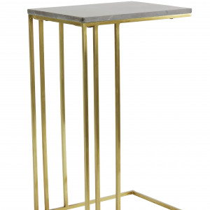 Roshan Brown Marble+Antique Bronze Side Table