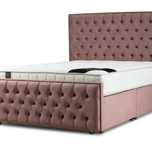 6' Chesterfield Bed Set with Deep Buttons + Footboard