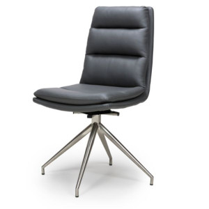 Nobo Grey Swivel Dining Chair with Brushed Steel Legs