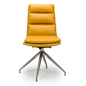 Nobo Ochre Swivel Dining Chair w Brushed Steel Legs