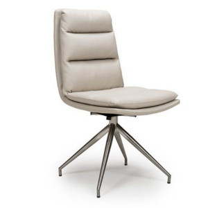 Nobo Taupe Swivel Dining Chair w Brushed Steel Legs