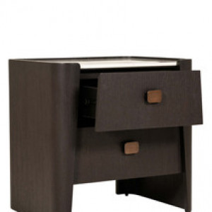 Rhodes Bedside Table 2 Drawer - Ebony