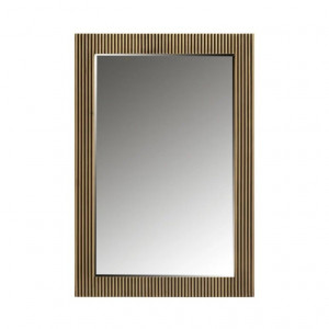 Ironville Rectangular Mirror – Gold-Finished Brass Frame with Linear Grooves